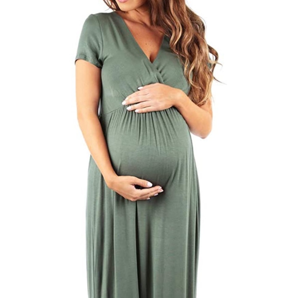 Mothers bee olive green maternity dress